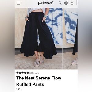 Three Birds Nest NWT The Nest Serene Flow Ruffled Pants 🖤